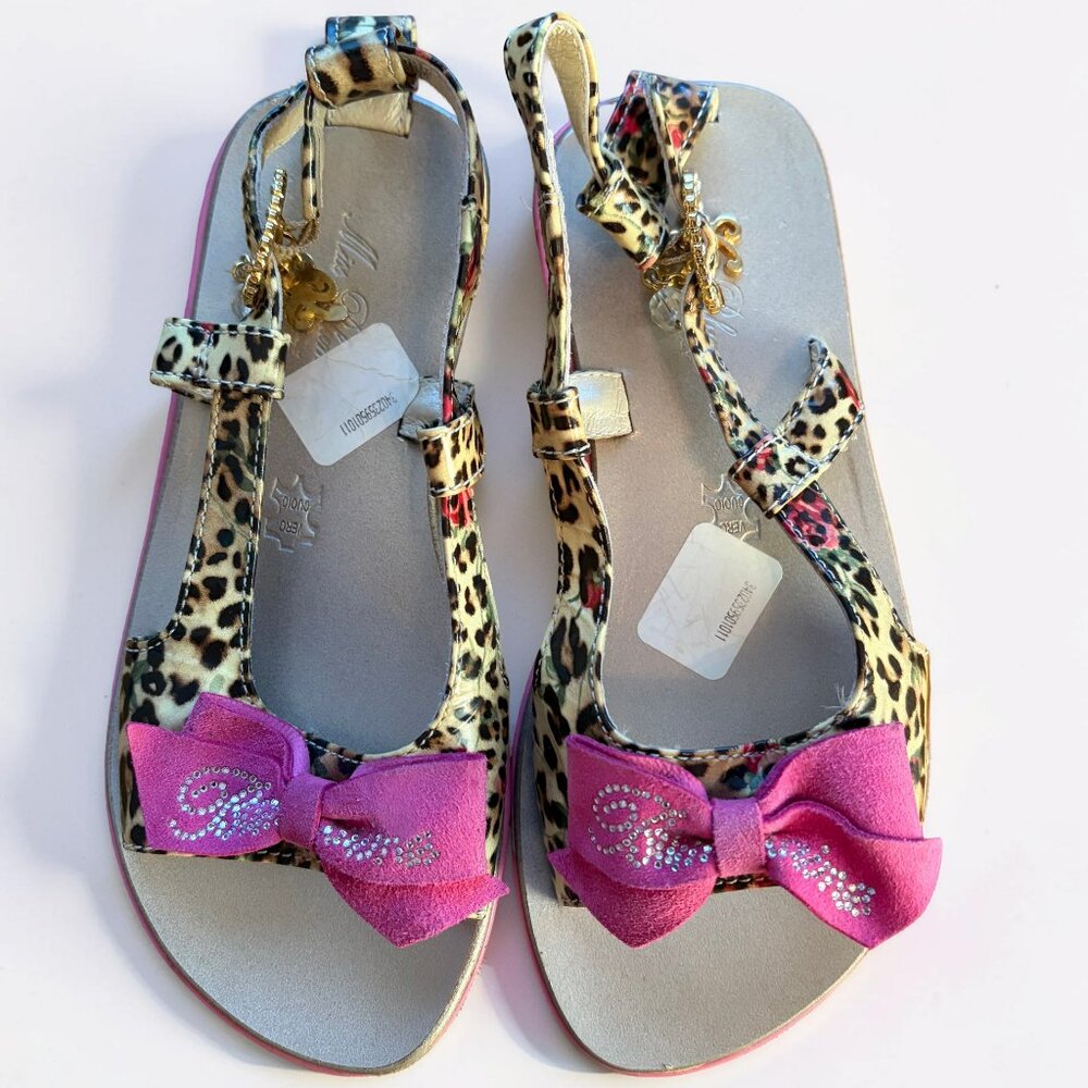 Miss Blumarine Leopard Bow Sandals Girls Size 29